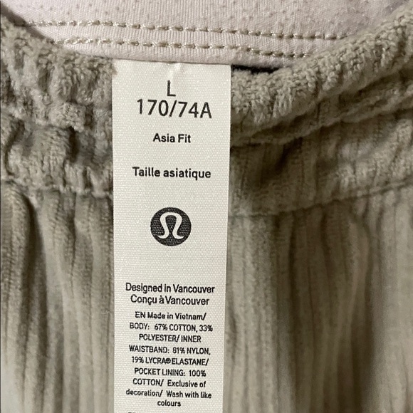 Lululemon Wide Leg Velvet Cord Asia Fit Pants in Riverstone Size Large - Picture 6 of 11